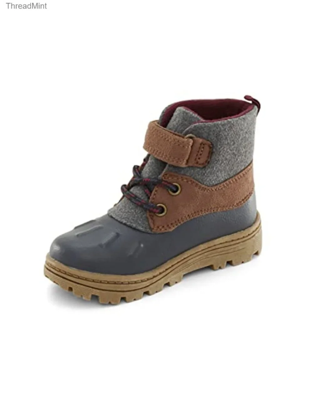 Kids Duck Boots with Hook-and-Loop Closure, Wool Fabric, Rubber Sole
